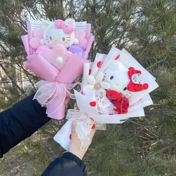Cartoon My Melody Kuromi Cinnamoroll KT Cat Plush Doll Creative Flower Bouquet – Valentine, Christmas, Graduation, Birthday Gift