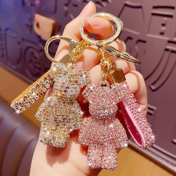 🖤✨ Rhinestone Bear Keychain – Glam Sparkle for Keys & Bags! 💎🐻