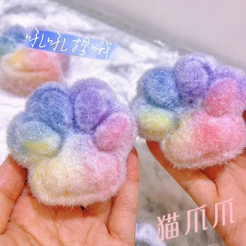 Fluffy Rainbow Cat Paw Squishy – Soft Antistress Fidget Toy