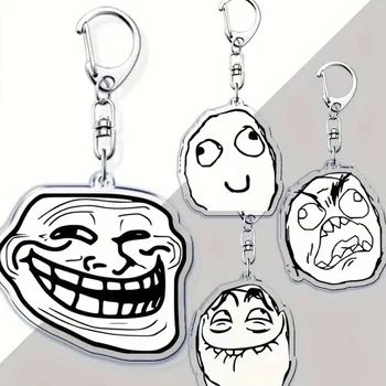 😏🖤 Trollface Meme Keychain – Vintage Internet Chaos, Unleashed! 💻🔥