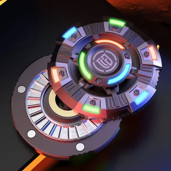 Fidget Spinner Magnetic Push Coin 2in1 Anti-Stress Relief Luminous Toy Spinning Tip Top Haptic Coin EDC Metal Push Card Glowing