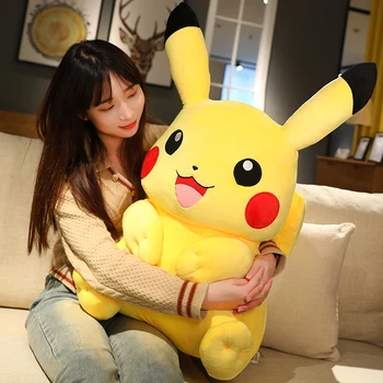 Kawaii Big Size Pokémon Pikachu Stuffed Toy – Plush Doll Pillow for Kids & Friends