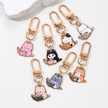 📖🐱 Reading Cat Enamel Keychain – Bookish Kitty, Smart Vibes Only! ✨🧠