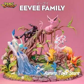 🌈 Eevee Evolution PVC Diorama – The Full Eeveelution Family in One Epic Scene! 🐾🌿