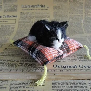🐱 Mini Nap Cat on Plaid Pillow – The Sleepiest Desk Buddy Ever! 🧡🛏️