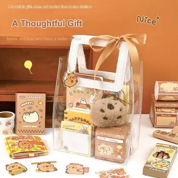 👜 Capybara Stationery Gift Bag – Cozy Critter Supplies in a Clear Tote! 🐹🎁✨