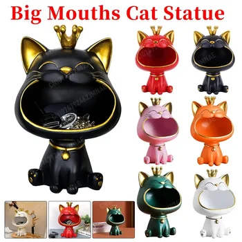 👑🐱 Big Mouth Crown Cat Tray – Royal Keeper of Keys & Coins! 💼✨
