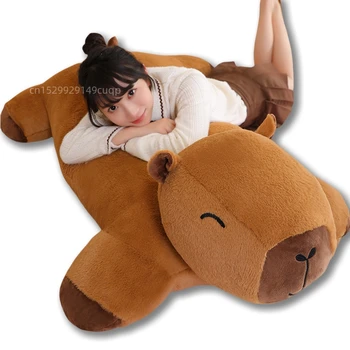 🐾💤 Giant Kawaii Capybara Plush Doll Floor Mat – Soft, Huge & Super Comfy! 🛋️✨