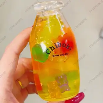🥤 Fruit Juice Bottle Squishy – Handmade Gel Ball Fidget Toy
